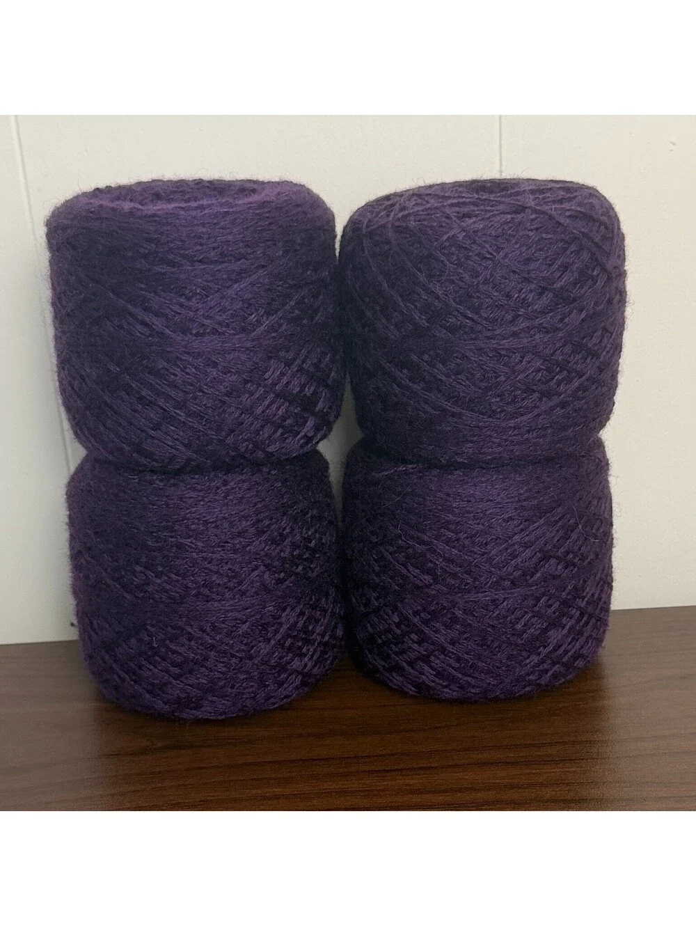 Vintage Reclaimed Acrylic Wool DK Yarn – 985 Yds 360g – Dark Purple (4 Cakes)